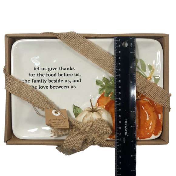 MUD PIE Fall Collection Harvest Sentiment Tray Thanksgiving Pumpkins NWT - Picture 5 of 9